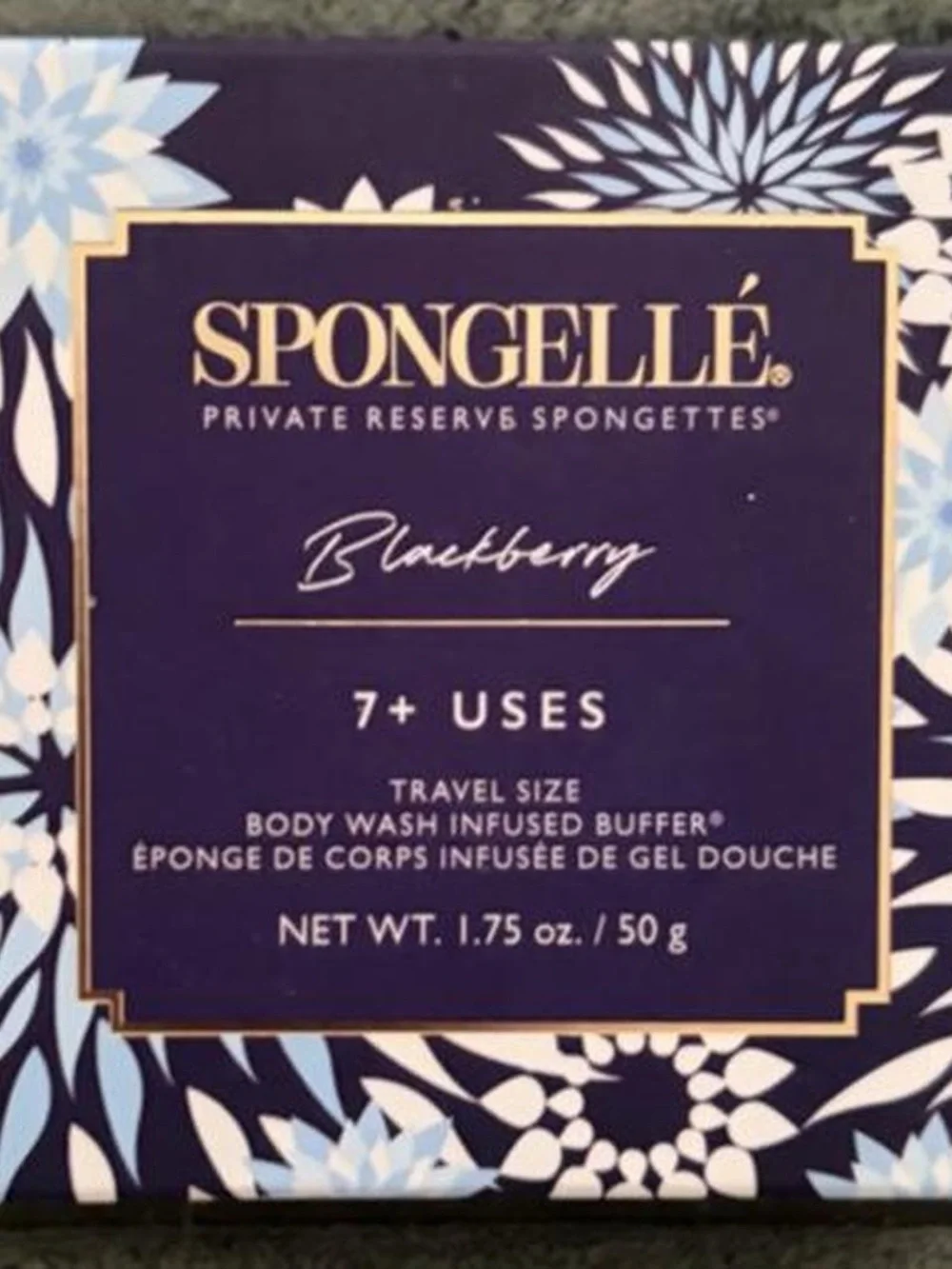Spongellé Blackberry Body Wash Infused Buffer - Purple and Blue Floral Box